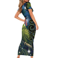 New Zealand Christmas Family Matching Short Sleeve Bodycon Dress and Hawaiian Shirt Cute Kakapo Meri Kirihimete Maori Koru LT14 - Polynesian Pride