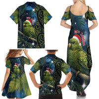 New Zealand Christmas Family Matching Summer Maxi Dress and Hawaiian Shirt Cute Kakapo Meri Kirihimete Maori Koru