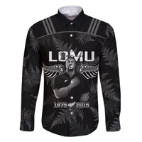 New Zealand Silver Fern Rugby Family Matching Long Sleeve Bodycon Dress and Hawaiian Shirt Aotearoa Godfather Proud Gone But Never Forgotten LT14 Dad's Shirt - Long Sleeve Black - Polynesian Pride