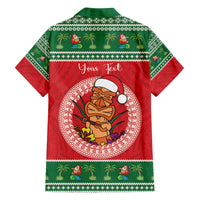 Personalized Hawaii Christmas Family Matching Off The Shoulder Long Sleeve Dress and Hawaiian Shirt Tiki Santa Mele Kalikimaka