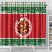 Personalized Hawaii Christmas Shower Curtain Tiki Santa Mele Kalikimaka