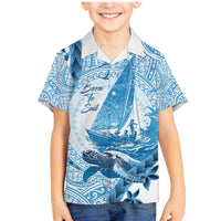 New Zealand Sailing Family Matching Mermaid Dress and Hawaiian Shirt Aotearoa Yacht Racing - Born To Sail LT14 Son's Shirt Blue - Polynesian Pride
