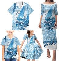 New Zealand Sailing Family Matching Puletasi and Hawaiian Shirt Aotearoa Yacht Racing - Born To Sail LT14 - Polynesian Pride