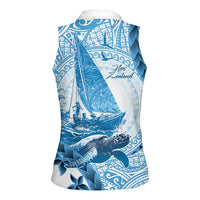 New Zealand Sailing Women Sleeveless Polo Shirt Aotearoa Yacht Racing - Born To Sail LT14 - Polynesian Pride