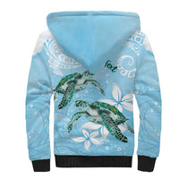 Personalised Polynesia Valentine's Day Sherpa Hoodie SeaTurtle Couple Polynesian - Fairy Sparkles Color