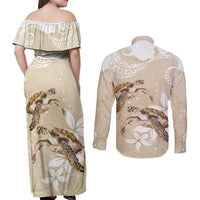 Happy Valentine's Day Polynesia Couples Matching Off Shoulder Maxi Dress and Long Sleeve Button Shirt SeaTurtle Couple Polynesian - Pollinate Color