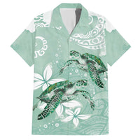 Happy Valentine's Day Polynesia Family Matching Short Sleeve Bodycon Dress and Hawaiian Shirt SeaTurtle Couple Polynesian - Green Lester Color
