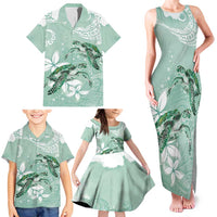 Happy Valentine's Day Polynesia Family Matching Tank Maxi Dress and Hawaiian Shirt SeaTurtle Couple Polynesian - Green Lester Color