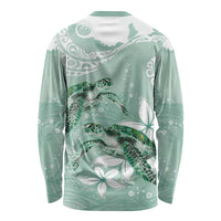 Happy Valentine's Day Polynesia Long Sleeve Shirt SeaTurtle Couple Polynesian - Green Lester Color