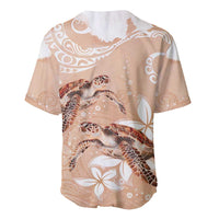 Happy Valentine's Day Polynesia Baseball Jersey SeaTurtle Couple Polynesian - Desert Sand Color
