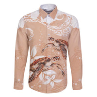 Happy Valentine's Day Polynesia Family Matching Tank Maxi Dress and Hawaiian Shirt SeaTurtle Couple Polynesian - Desert Sand Color