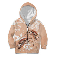 Happy Valentine's Day Polynesia Kid Hoodie SeaTurtle Couple Polynesian - Desert Sand Color
