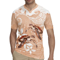 Happy Valentine's Day Polynesia Rugby Jersey SeaTurtle Couple Polynesian - Desert Sand Color