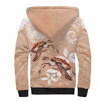 Happy Valentine's Day Polynesia Sherpa Hoodie SeaTurtle Couple Polynesian - Desert Sand Color