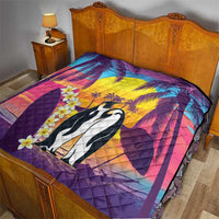 Hawaii Penguin Couple Quilt You Are My Valentine - Tropical Sunset Vibes