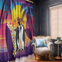 Hawaii Penguin Couple Window Curtain You Are My Valentine - Tropical Sunset Vibes