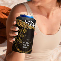 New Zealand Matariki 4 in 1 Can Cooler Tumbler Maori New Year Silver Fern And Lizard - Gold