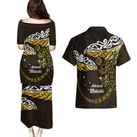New Zealand Matariki Couples Matching Puletasi and Hawaiian Shirt Maori New Year Silver Fern And Lizard - Gold LT14 - Polynesian Pride