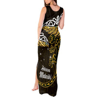 New Zealand Matariki Tank Maxi Dress Maori New Year Silver Fern And Lizard - Gold LT14 - Polynesian Pride