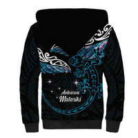 New Zealand Matariki Sherpa Hoodie Maori New Year Silver Fern And Lizard - Turquosie LT14 - Polynesian Pride