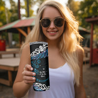 New Zealand Matariki Skinny Tumbler Maori New Year Silver Fern And Lizard - Turquosie