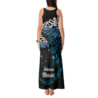 New Zealand Matariki Tank Maxi Dress Maori New Year Silver Fern And Lizard - Turquosie LT14 - Polynesian Pride