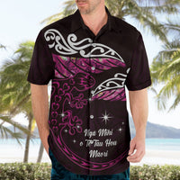 New Zealand Matariki Hawaiian Shirt Maori New Year Silver Fern And Lizard - Pink LT14 - Polynesian Pride