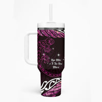 New Zealand Matariki Tumbler With Handle Maori New Year Silver Fern And Lizard - Pink