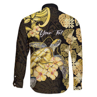 Personalised Aloha Hawaii Oahu Island Family Matching Off The Shoulder Long Sleeve Dress and Hawaiian Shirt Gathering Place Sea Turtle Ilima Flowers