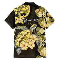 Personalised Aloha Hawaii Oahu Island Family Matching Off Shoulder Short Dress and Hawaiian Shirt Gathering Place Sea Turtle Ilima Flowers