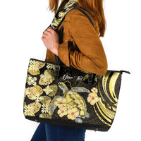 Personalised Aloha Hawaii Oahu Island Leather Tote Bag Gathering Place Sea Turtle Ilima Flowers