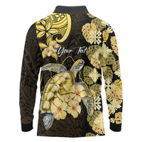 Personalised Aloha Hawaii Oahu Island Long Sleeve Polo Shirt Gathering Place Sea Turtle Ilima Flowers