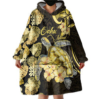 Personalised Aloha Hawaii Oahu Island Wearable Blanket Hoodie Gathering Place Sea Turtle Ilima Flowers