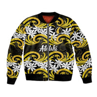 Personalised Cook Islands Aitutaki Bomber Jacket Tiare Maori Polynesian Waves Tattoo