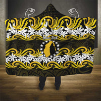 Personalised Cook Islands Aitutaki Hooded Blanket Tiare Maori Polynesian Waves Tattoo