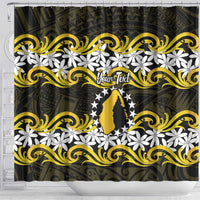 Personalised Cook Islands Aitutaki Shower Curtain Tiare Maori Polynesian Waves Tattoo