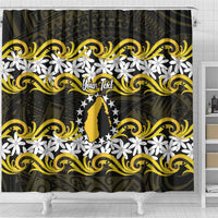 Personalised Cook Islands Aitutaki Shower Curtain Tiare Maori Polynesian Waves Tattoo