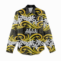Personalised Cook Islands Aitutaki Women Casual Shirt Tiare Maori Polynesian Waves Tattoo