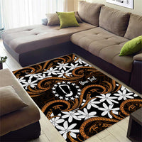 Personalised Cook Islands Rakahanga Area Rug Tiare Maori Polynesian Waves Tattoo