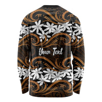 Personalised Cook Islands Rakahanga Long Sleeve Shirt Tiare Maori Polynesian Waves Tattoo
