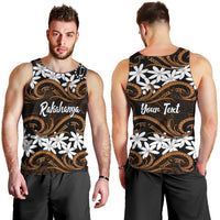 Personalised Cook Islands Rakahanga Men Tank Top Tiare Maori Polynesian Waves Tattoo