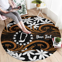 Personalised Cook Islands Rakahanga Round Carpet Tiare Maori Polynesian Waves Tattoo