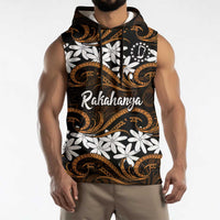 Personalised Cook Islands Rakahanga Sleeveless Hoodie Tiare Maori Polynesian Waves Tattoo