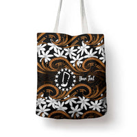 Personalised Cook Islands Rakahanga Tote Bag Tiare Maori Polynesian Waves Tattoo
