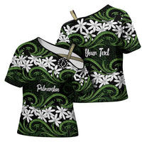 Personalised Cook Islands Palmerston Cross Shoulder Shirt Tiare Maori Polynesian Waves Tattoo