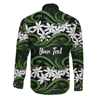 Personalised Cook Islands Palmerston Family Matching Off Shoulder Short Dress and Hawaiian Shirt Tiare Maori Polynesian Waves Tattoo LT14 - Polynesian Pride