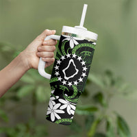 Personalised Cook Islands Palmerston Tumbler With Handle Tiare Maori Polynesian Waves Tattoo