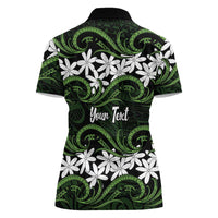 Personalised Cook Islands Palmerston Women Polo Shirt Tiare Maori Polynesian Waves Tattoo