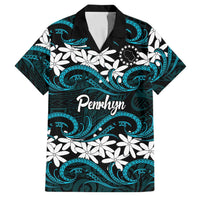 Personalised Cook Islands Penrhyn Atoll Family Matching Summer Maxi Dress and Hawaiian Shirt Tiare Maori Polynesian Waves Tattoo LT14 Dad's Shirt - Short Sleeve Blue - Polynesian Pride