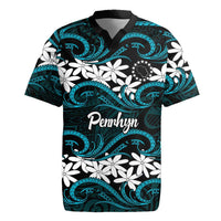Personalised Cook Islands Penrhyn Atoll Rugby Jersey Tiare Maori Polynesian Waves Tattoo